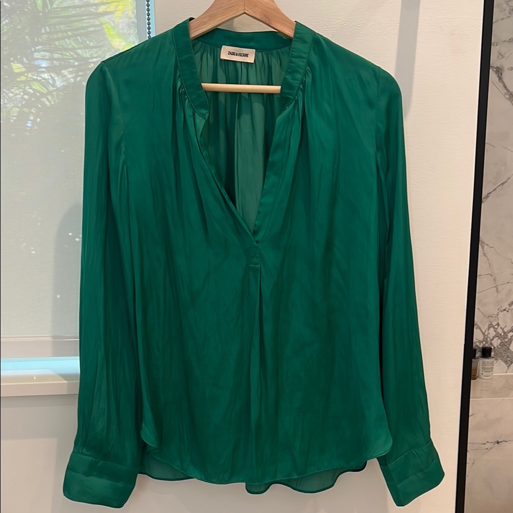 Zadig & Voltaire Tink Satin Green Women's Top